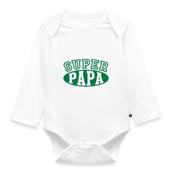 Super Papa - Baby Bio-Langarm-Body - Weiß - Vorne