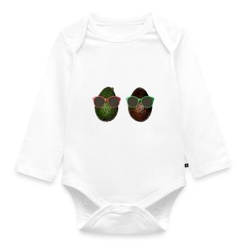 Avocado Gifts > Funny Avocados Wearing Sunglasses - Baby Bio-Langarm-Body - Weiß - Vorne