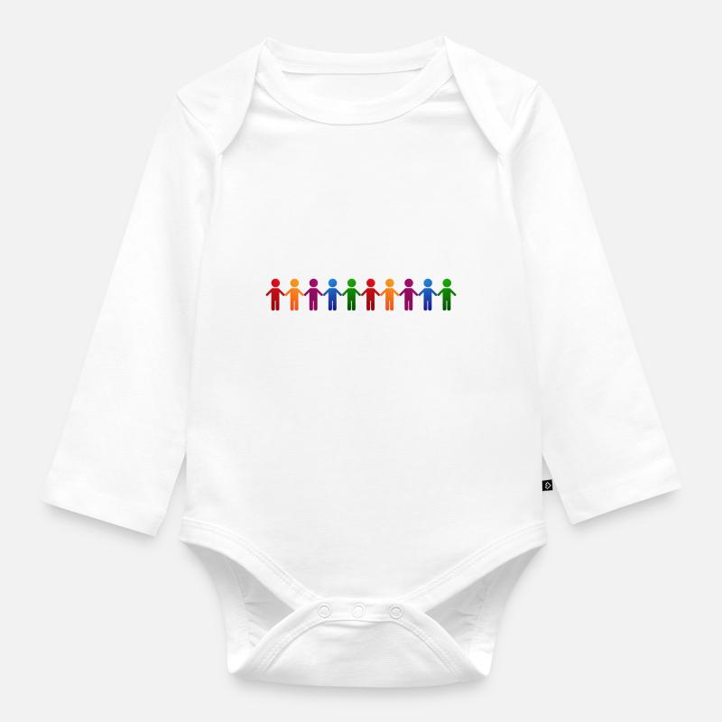 Menschenkette - Baby Bio-Langarm-Body - Weiß