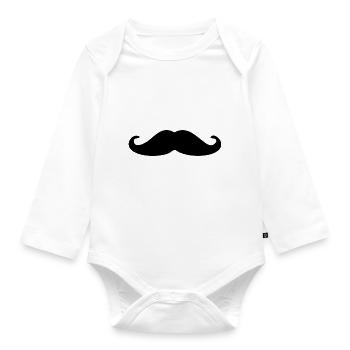 Schnurrbart - Baby Bio-Langarm-Body - Weiß - Vorne