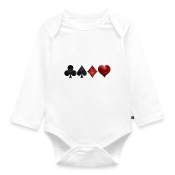 Kreuz Pik Karo Herz - Baby Bio-Langarm-Body - Weiß - Vorne