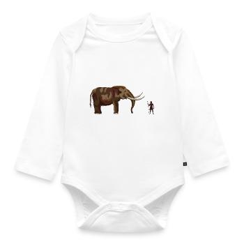 Mammoth and hunter - Organic Longsleeve Baby Bodysuit - white - Front