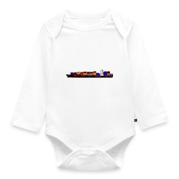 Container Ship - Organic Longsleeve Baby Bodysuit - white - Front