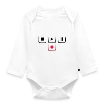 play pause stop rec - Organic Longsleeve Baby Bodysuit - white - Front