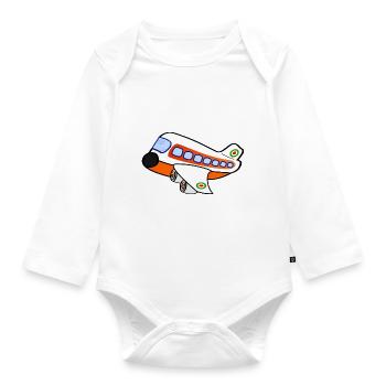 airplane aeroplane flugzeug heissluftballon air ba - Baby Bio-Langarm-Body - Weiß - Vorne