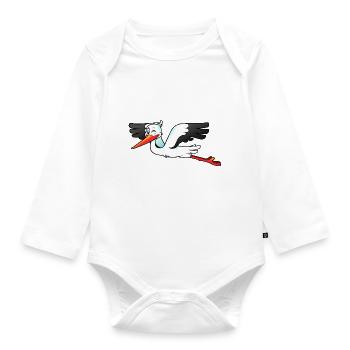 storch - Baby Bio-Langarm-Body - Weiß - Vorne