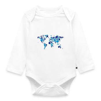 Weltkarte Erde Planet Globus Kontinent Kreis Punkt - Baby Bio-Langarm-Body - Weiß - Vorne
