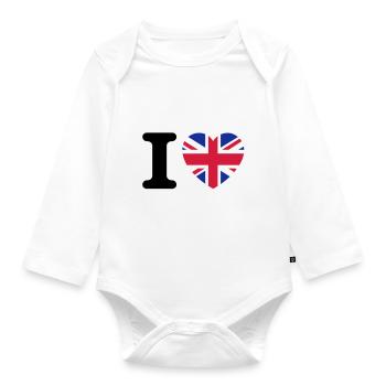 I love UK - Baby Bio-Langarm-Body - Weiß - Vorne