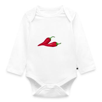 paprika chilli chili pepper citrus veggie vegetable - Organic Longsleeve Baby Bodysuit - white - Front