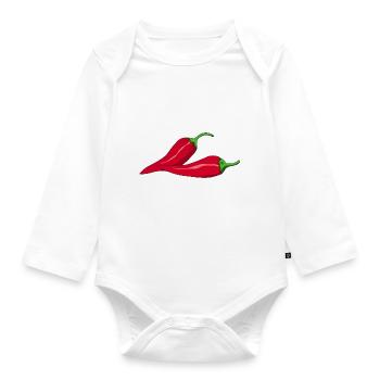 paprika chilli chili pepper citrus veggie vegetable - Organic Longsleeve Baby Bodysuit - white - Front