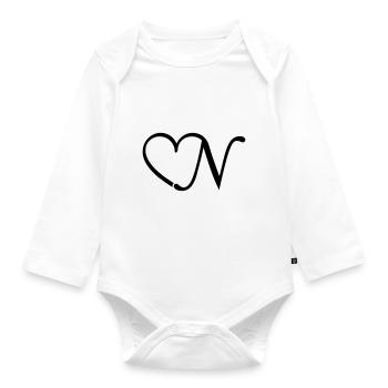 Lettre coeur N - Body Bébé bio manches longues - blanc - Devant