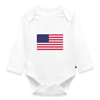 American Flag - Organic Longsleeve Baby Bodysuit - white - Front