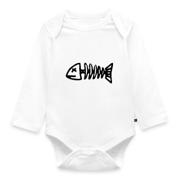 fish bone - Organic Longsleeve Baby Bodysuit - white - Front