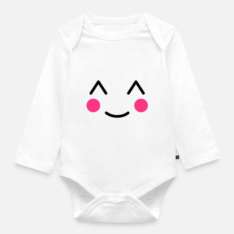 Smiley Sourire - Body Bébé bio manches longues - blanc