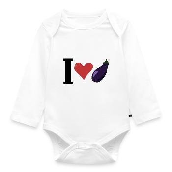 I love eggplant - Organic Longsleeve Baby Bodysuit - white - Front