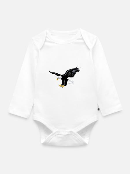Adler stark stolz - König der Lüfte - Baby Bio-Langarm-Body - Weiß
