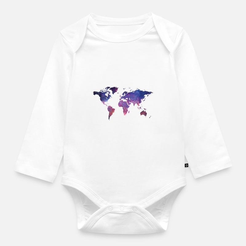 La Terre de nuit - Body Bébé bio manches longues - blanc
