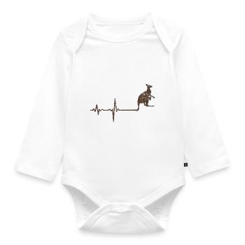 Gift heartbeat kangaroo - Organic Longsleeve Baby Bodysuit - white - Front