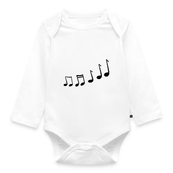 Musiknoten - Baby Bio-Langarm-Body - Weiß - Vorne