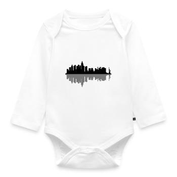 New York - Organic Longsleeve Baby Bodysuit - white - Front