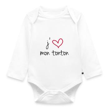 J'aime mon tonton - Body Bébé bio manches longues - blanc - Devant