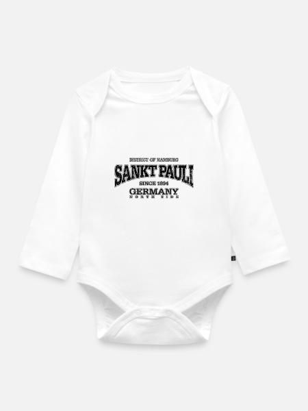 Sankt Pauli (black oldstyle) - Baby Bio-Langarm-Body - Weiß