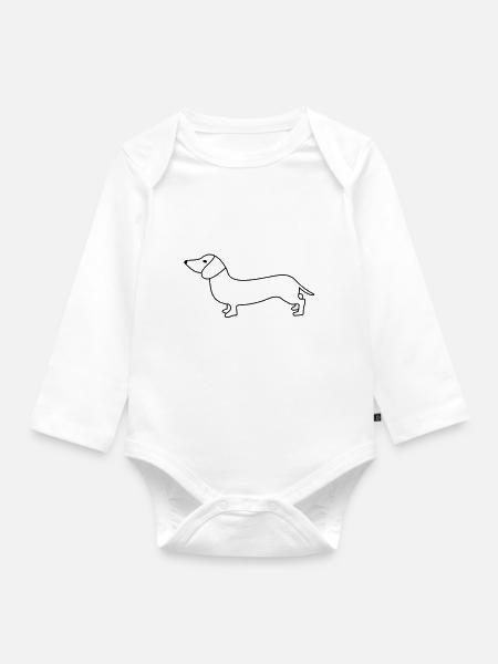 dackel - Baby Bio-Langarm-Body - Weiß