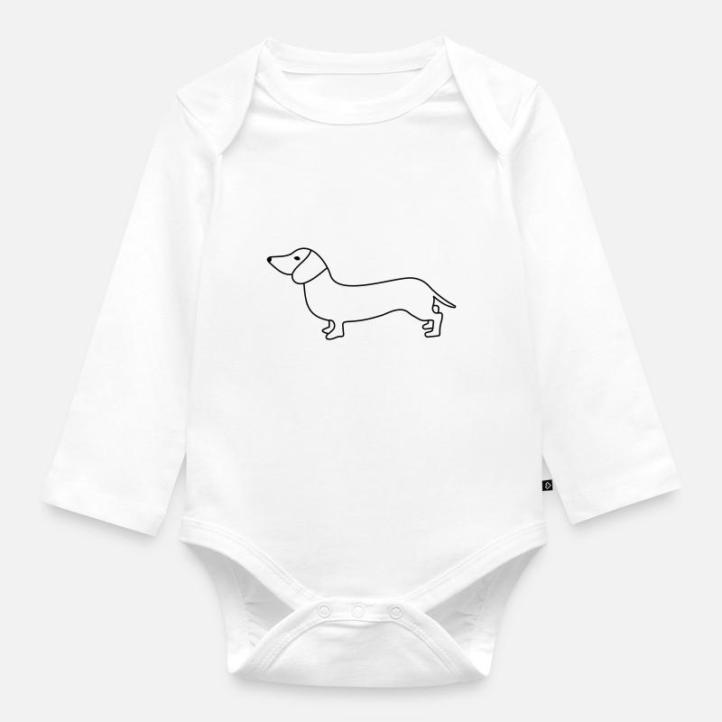 dackel - Baby Bio-Langarm-Body - Weiß
