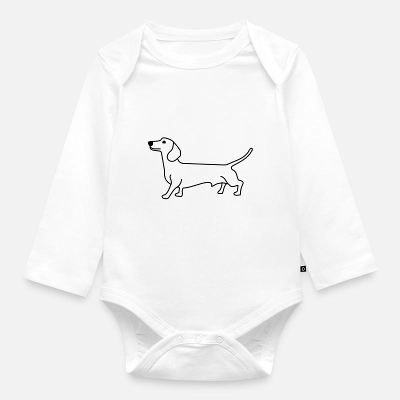 dackel - Baby Bio-Langarm-Body - Weiß