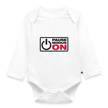 Pause Modus ON - Baby Bio-Langarm-Body - Weiß - Vorne