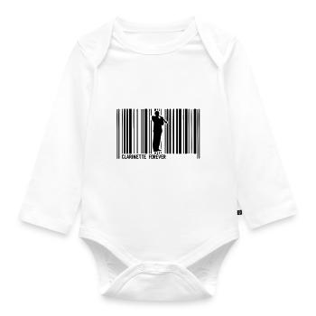 clarinet barre1 code - Organic Longsleeve Baby Bodysuit - white - Front