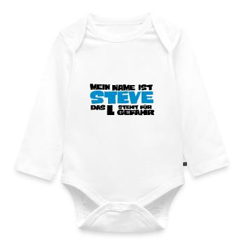steve - Baby Bio-Langarm-Body - Weiß - Vorne