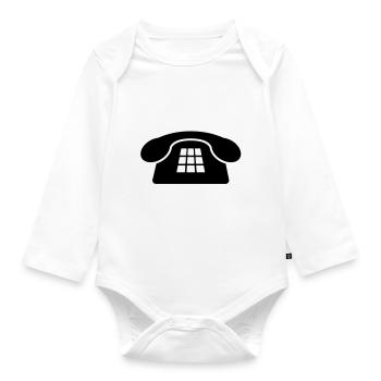 Old Phone - Organic Longsleeve Baby Bodysuit - white - Front