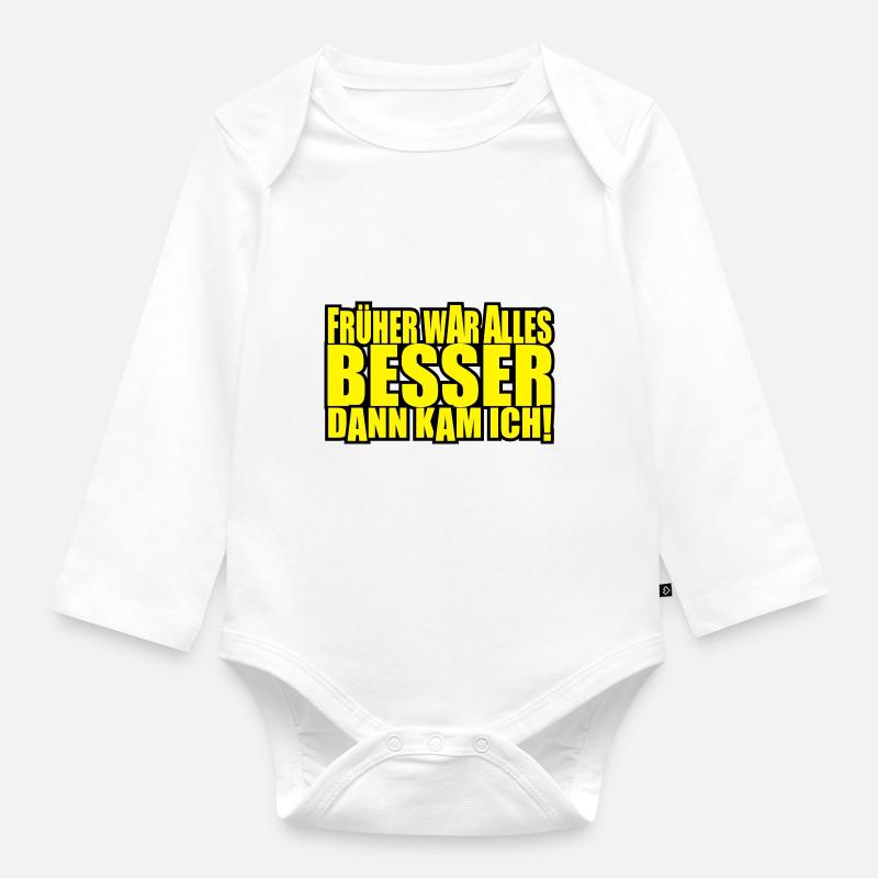 everything was better - Organic Longsleeve Baby Bodysuit - white