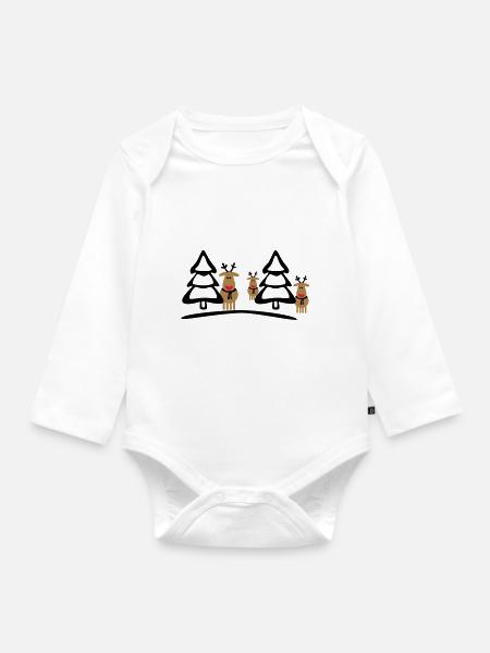 Weihnachten Rentiere Crew - Baby Bio-Langarm-Body - Weiß