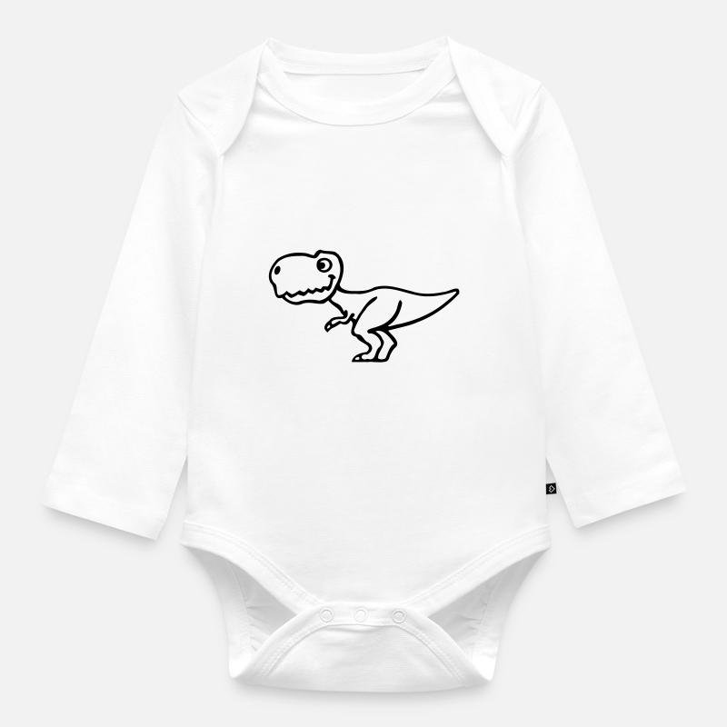 T-Rex - Baby Bio-Langarm-Body - Weiß
