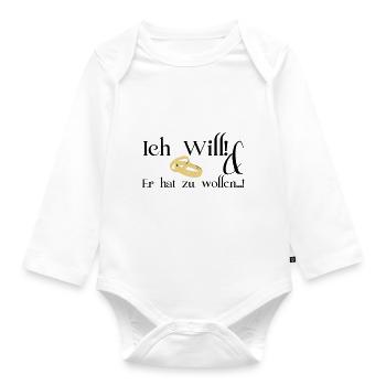 I want - Organic Longsleeve Baby Bodysuit - white - Front