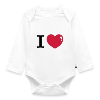 I love I Heart - Organic Longsleeve Baby Bodysuit - white - Front