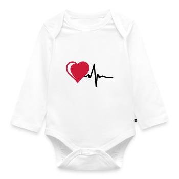 Herz mit Puls - Baby Bio-Langarm-Body - Weiß - Vorne