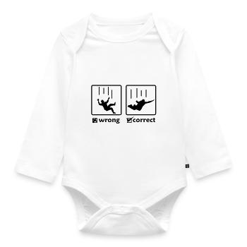 SKY DIVING - richtig / falsch - Baby Bio-Langarm-Body - Weiß - Vorne