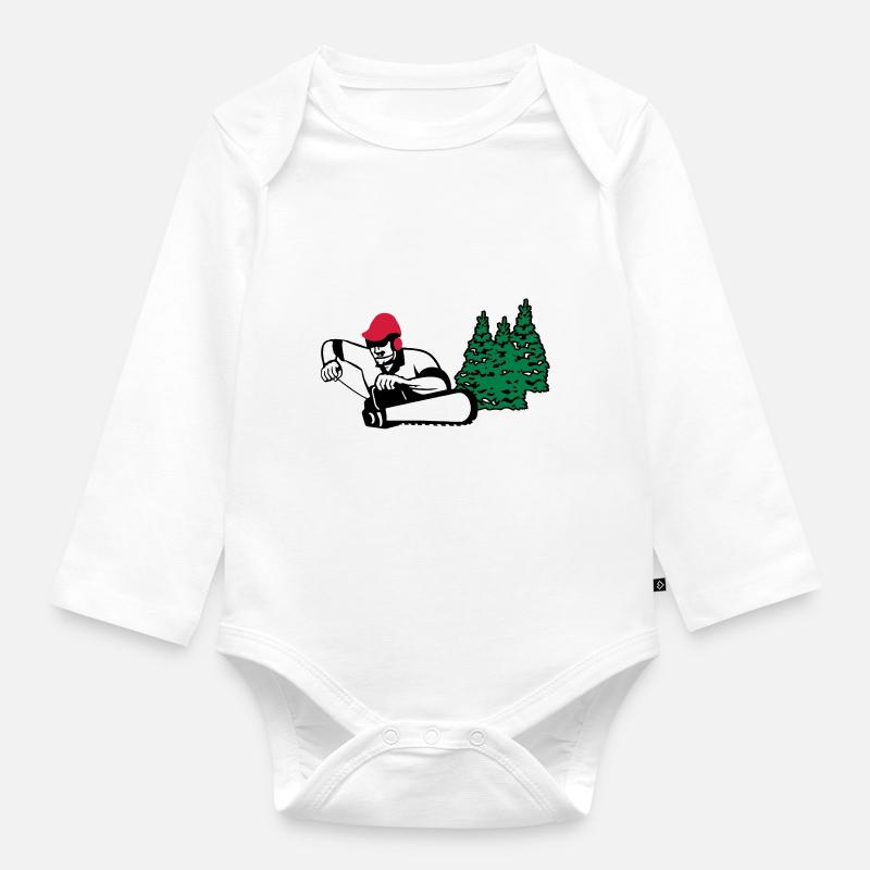 bûcheron - Body Bébé bio manches longues - blanc