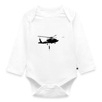 Helicopter action - Organic Longsleeve Baby Bodysuit - white - Front