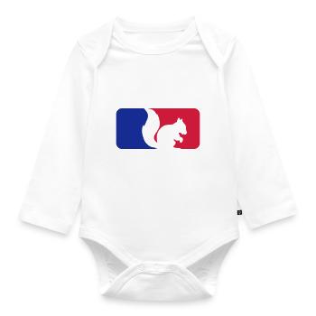 rongeur écureuil noir logo sport bleu - Body Bébé bio manches longues - blanc - Devant