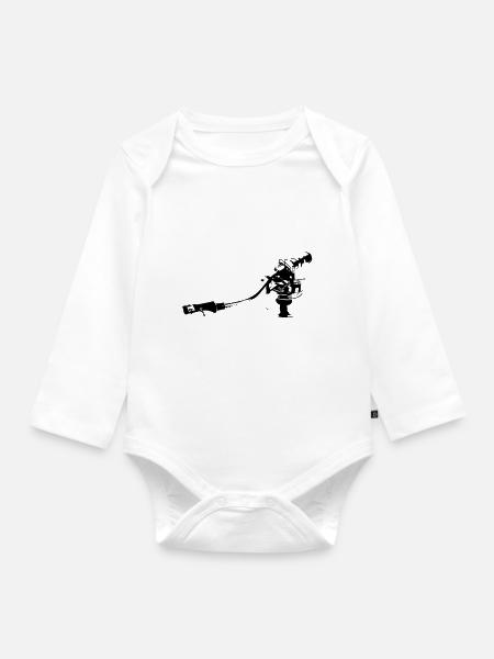 Plattenspieler - Baby Bio-Langarm-Body - Weiß