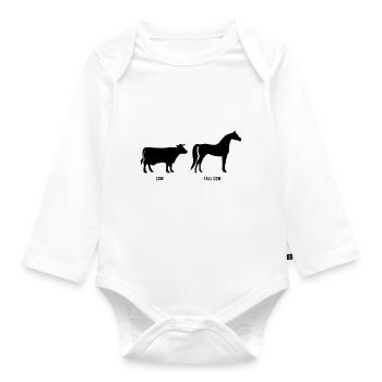 Cow vs Tall Cow - Organic Longsleeve Baby Bodysuit - white - Front