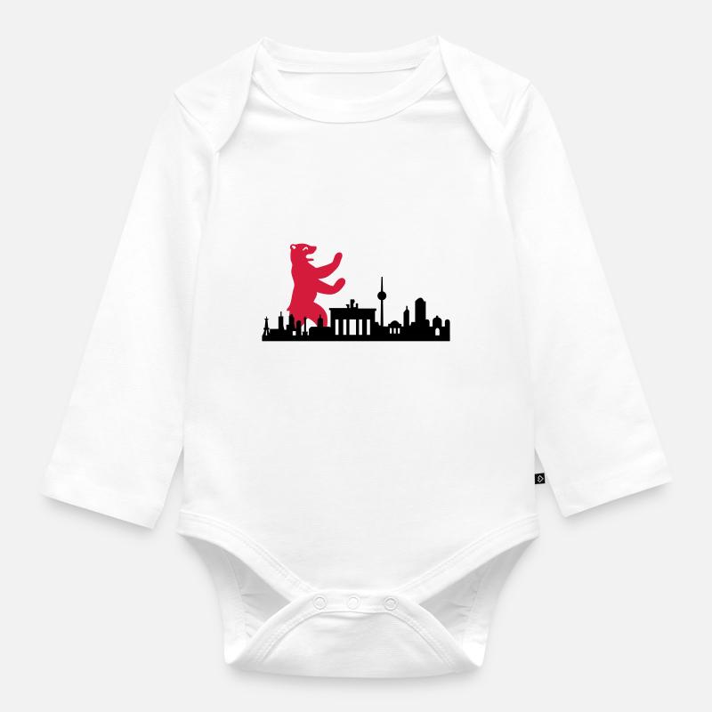 Skyline - Berlin Bär - Baby Bio-Langarm-Body - Weiß