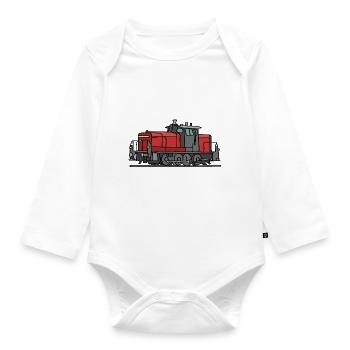 Diesel locomotive - Organic Longsleeve Baby Bodysuit - white - Front