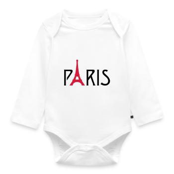 Paris Eiffel Tower - Organic Longsleeve Baby Bodysuit - white - Front