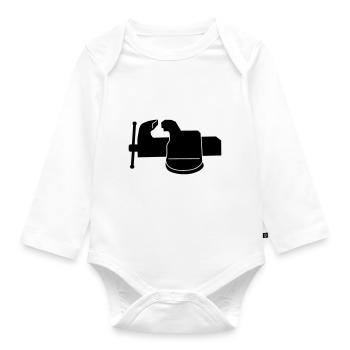 bench _vise_m1 - Organic Longsleeve Baby Bodysuit - white - Front