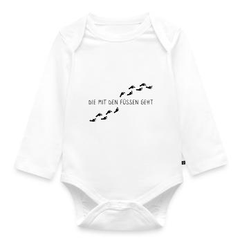 Proverb for barefoot runner: The feet - Organic Longsleeve Baby Bodysuit - white - Front